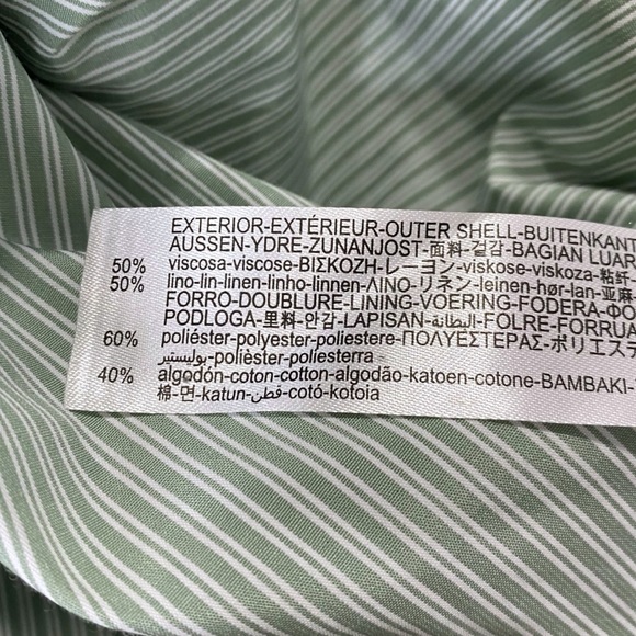 Women's Zara Linen Blend Olive Green Lightweight Button Shacket Jacket Lined - Picture 9 of 10